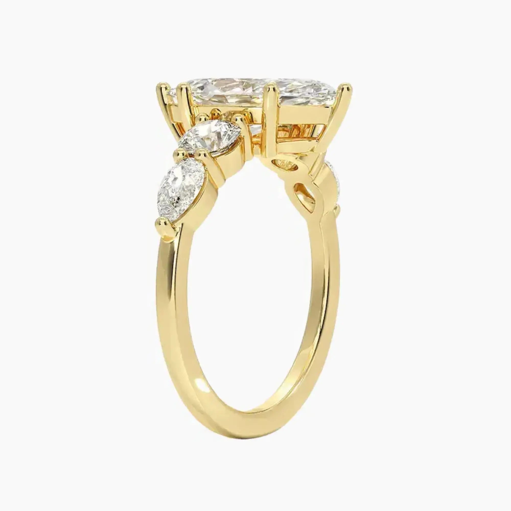 Daria Five Stone Marquise Designer 2 Carat Lab Grown Diamond Engagement Ring in 18K White Gold