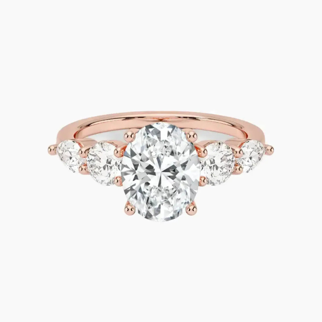 Daria Five Stone Oval Designer 2 Carat Lab Grown Diamond Engagement Ring in 14K White Gold