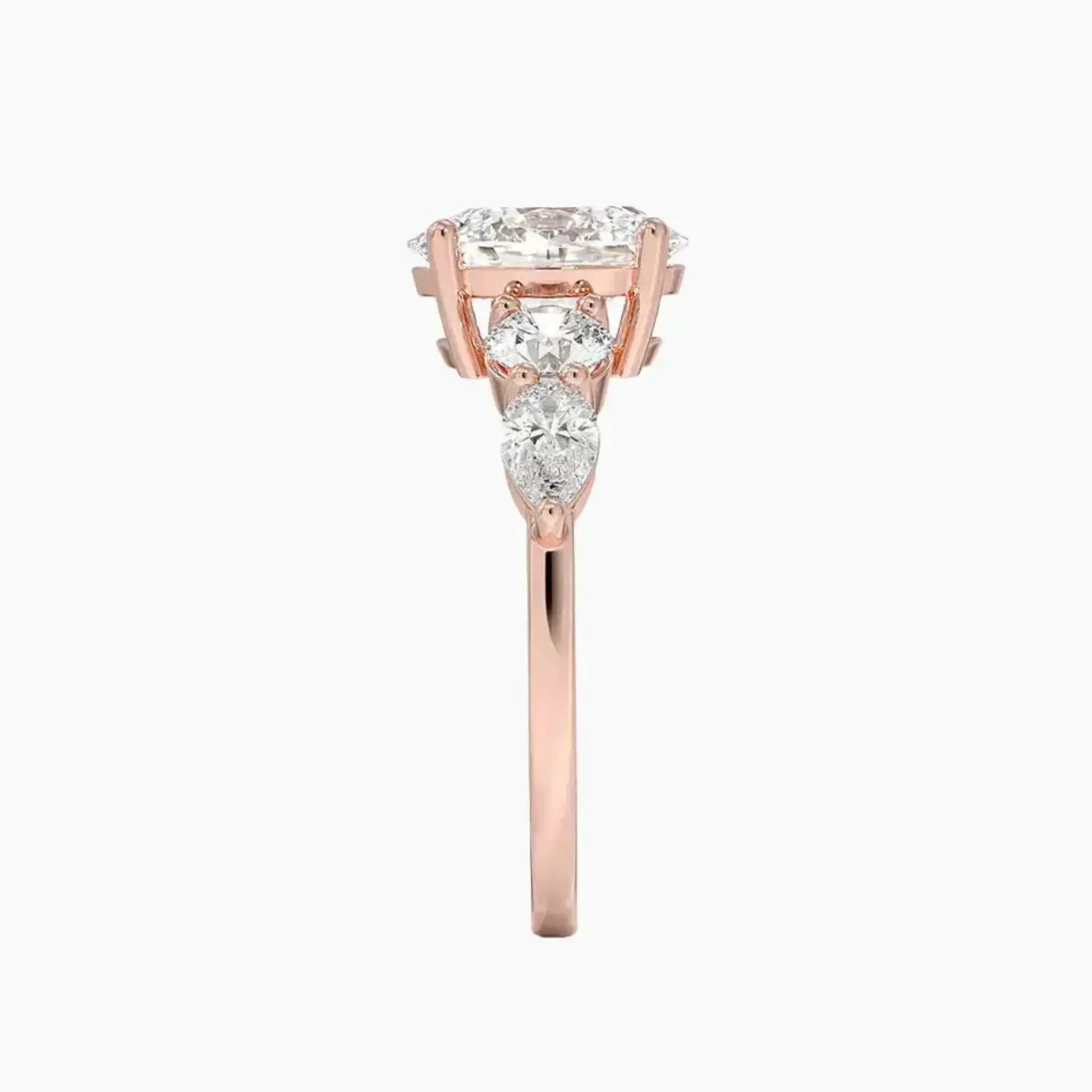 Daria Five Stone Oval Designer 2.5 Carat Lab Grown Diamond Engagement Ring in 18K White Gold