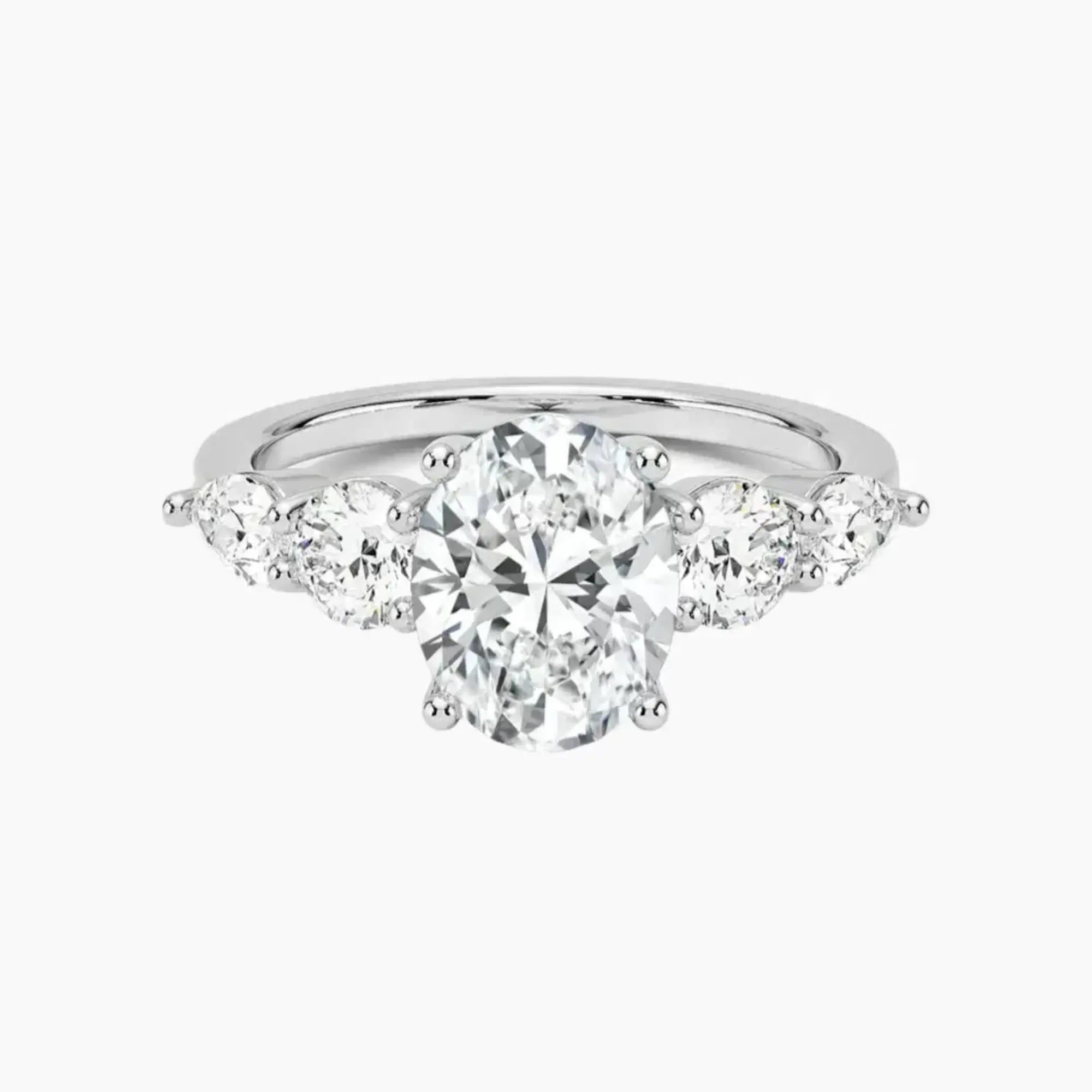 Daria Five Stone Oval Designer 2.5 Carat Lab Grown Diamond Engagement Ring in 18K Yellow Gold
