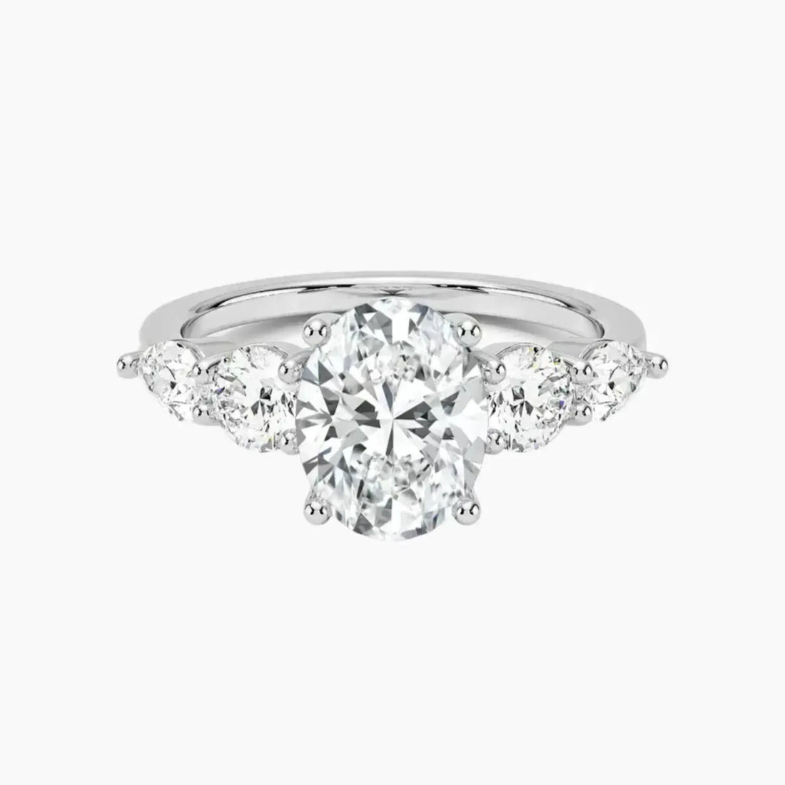 Daria Five Stone Oval Designer Diamond Ring Setting in 18K White Gold