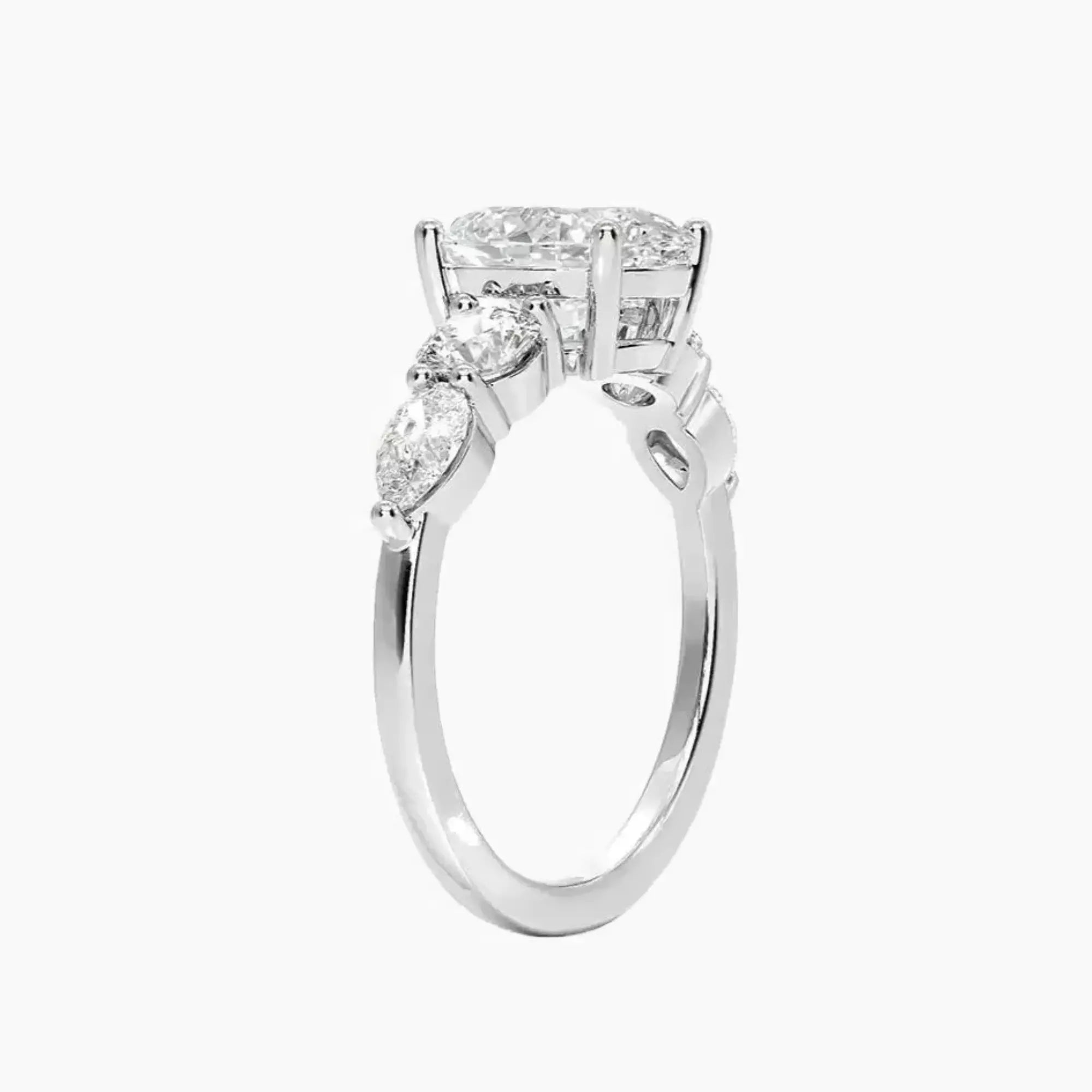 Daria Five Stone Oval Designer Diamond Ring Setting in 18K White Gold