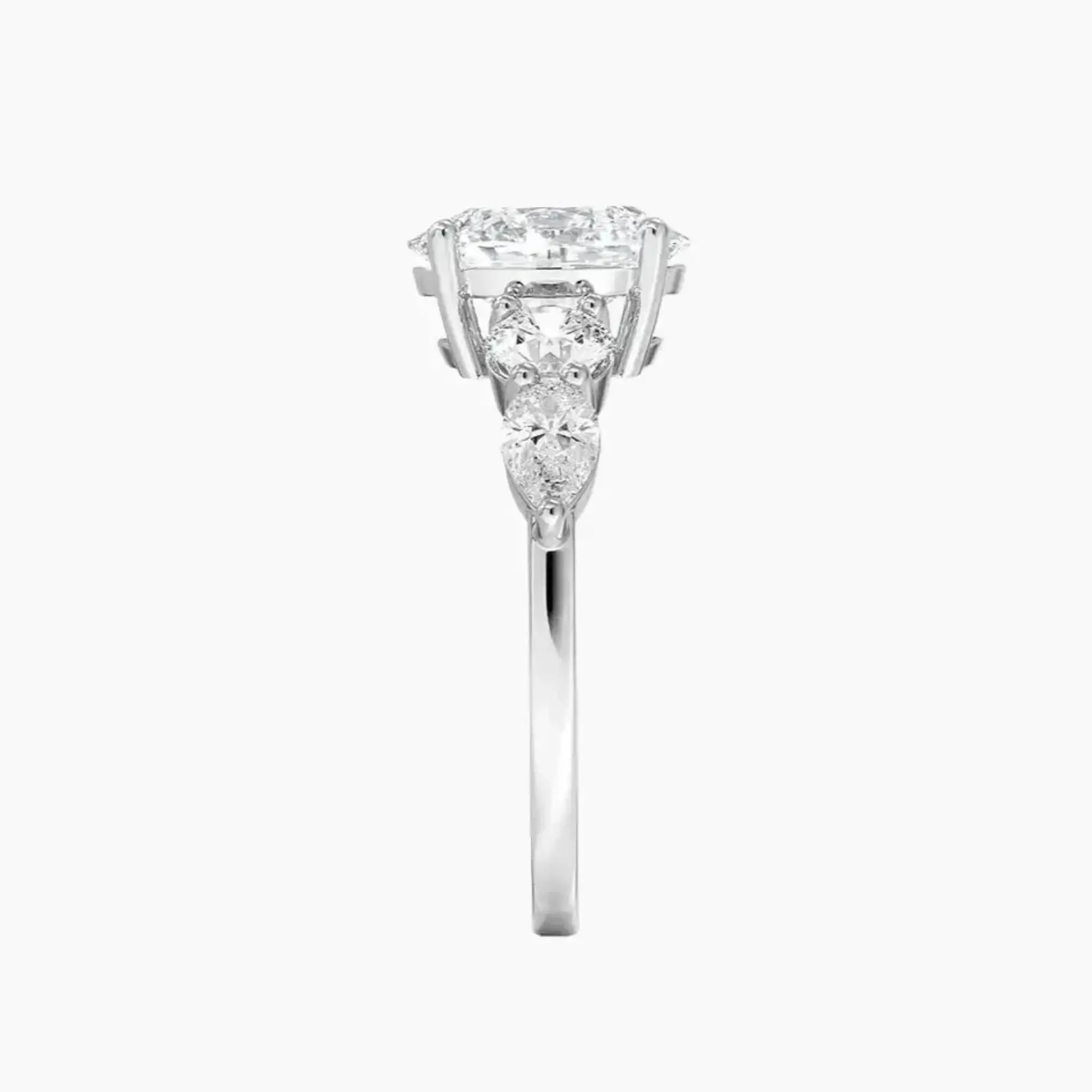 Daria Five Stone Oval Designer 2 Carat Lab Grown Diamond Engagement Ring in 18K Yellow Gold