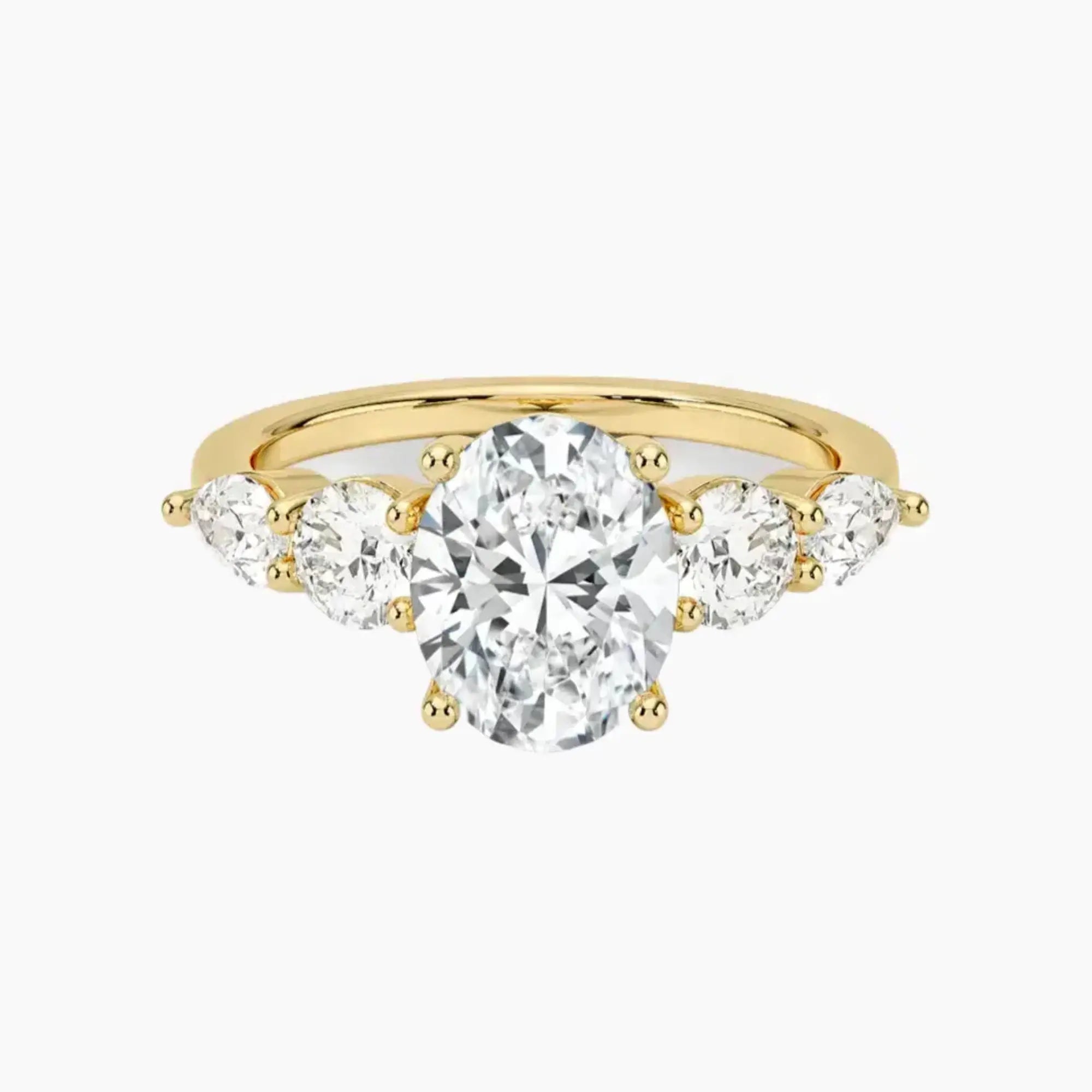 Daria Five Stone Oval Designer Diamond Ring Setting in 14K Yellow Gold