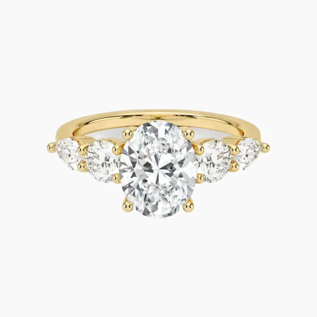 Daria Five Stone Oval Designer Diamond Ring Setting in 18K Yellow Gold