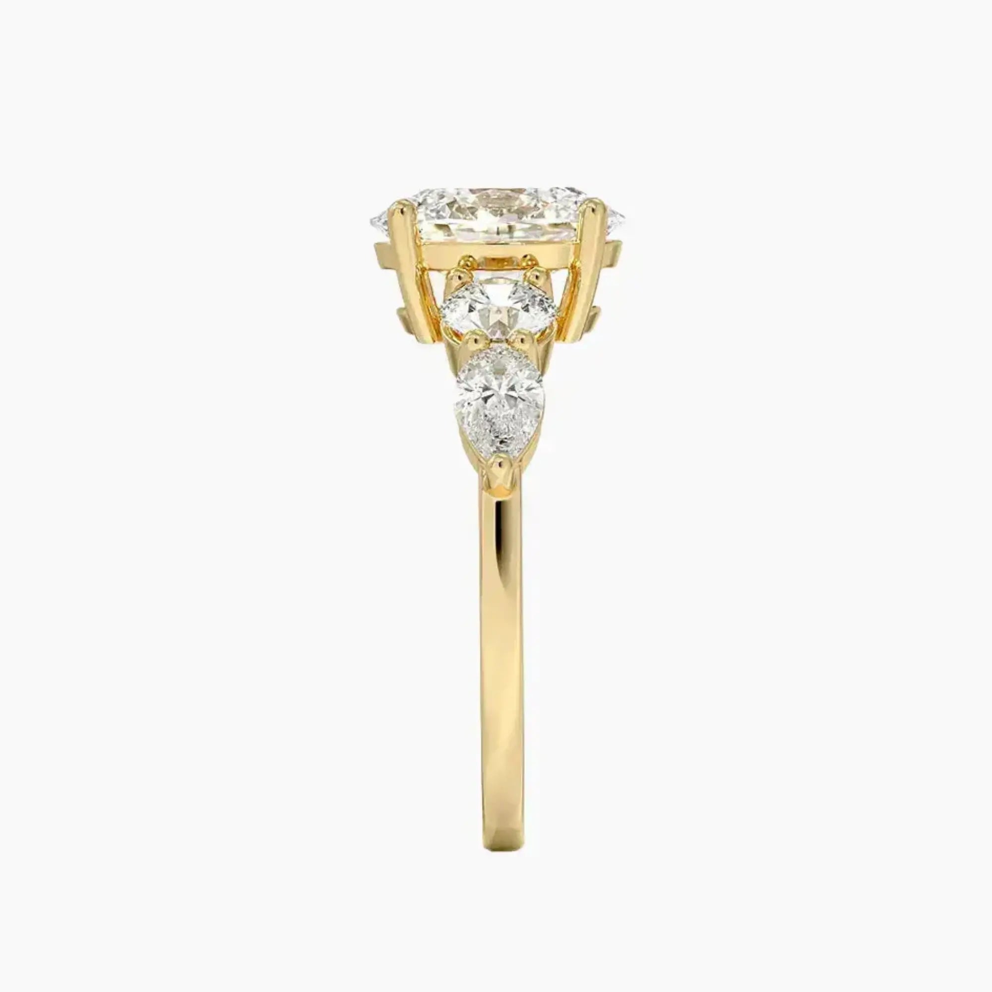 Daria Five Stone Oval Designer Diamond Ring Setting in 14K White Gold