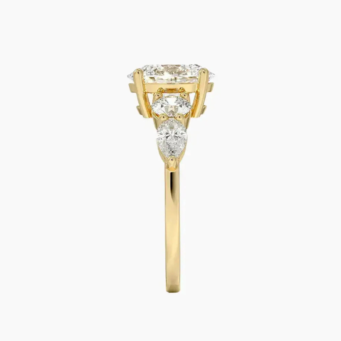 Daria Five Stone Oval Designer Diamond Ring Setting in 14K White Gold