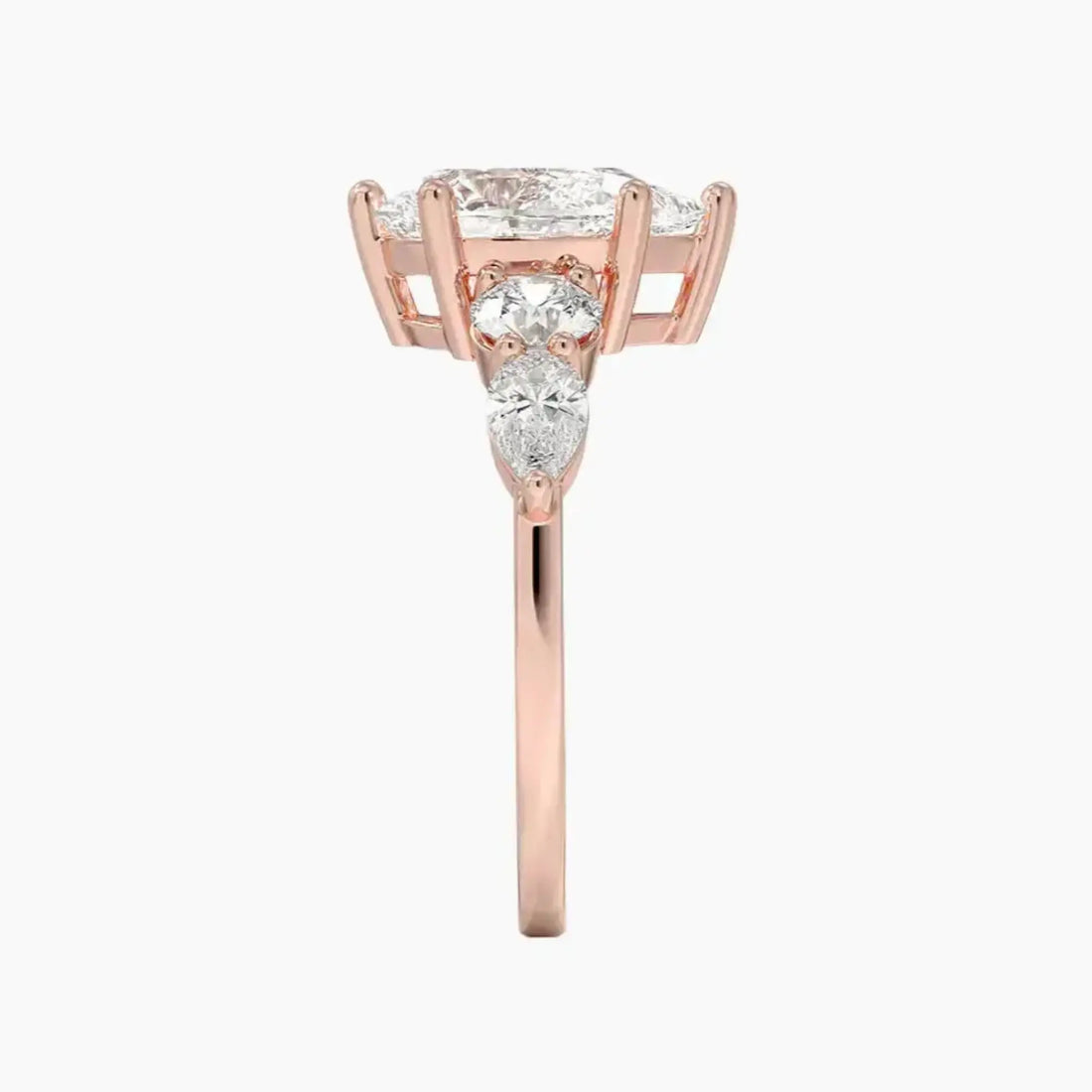 Daria Five Stone Pear Designer 1.5 Carat Lab Grown Diamond Engagement Ring in 14K White Gold