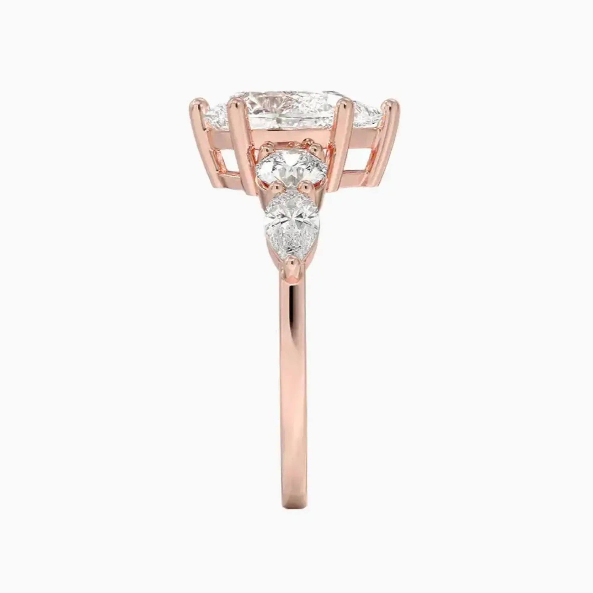 Daria Five Stone Pear Designer 2.5 Carat Lab Grown Diamond Engagement Ring in 18K White Gold