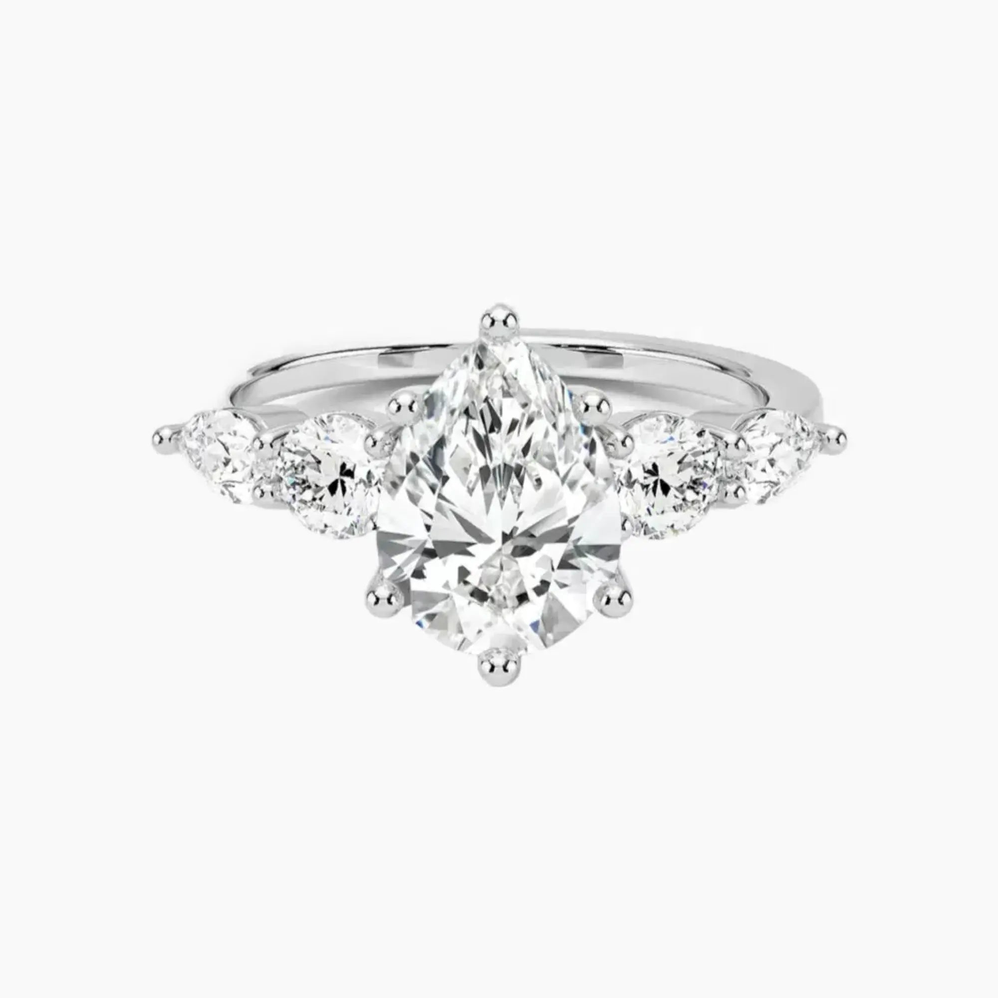 Daria Five Stone Pear Designer Diamond Ring Setting in 14K Rose Gold