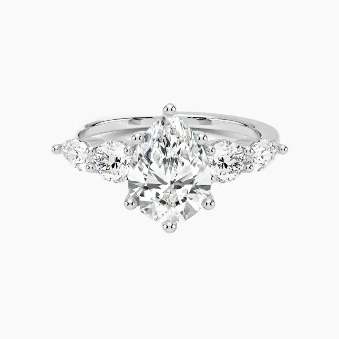 Daria Five Stone Pear Designer Diamond Ring Setting in 18K Yellow Gold