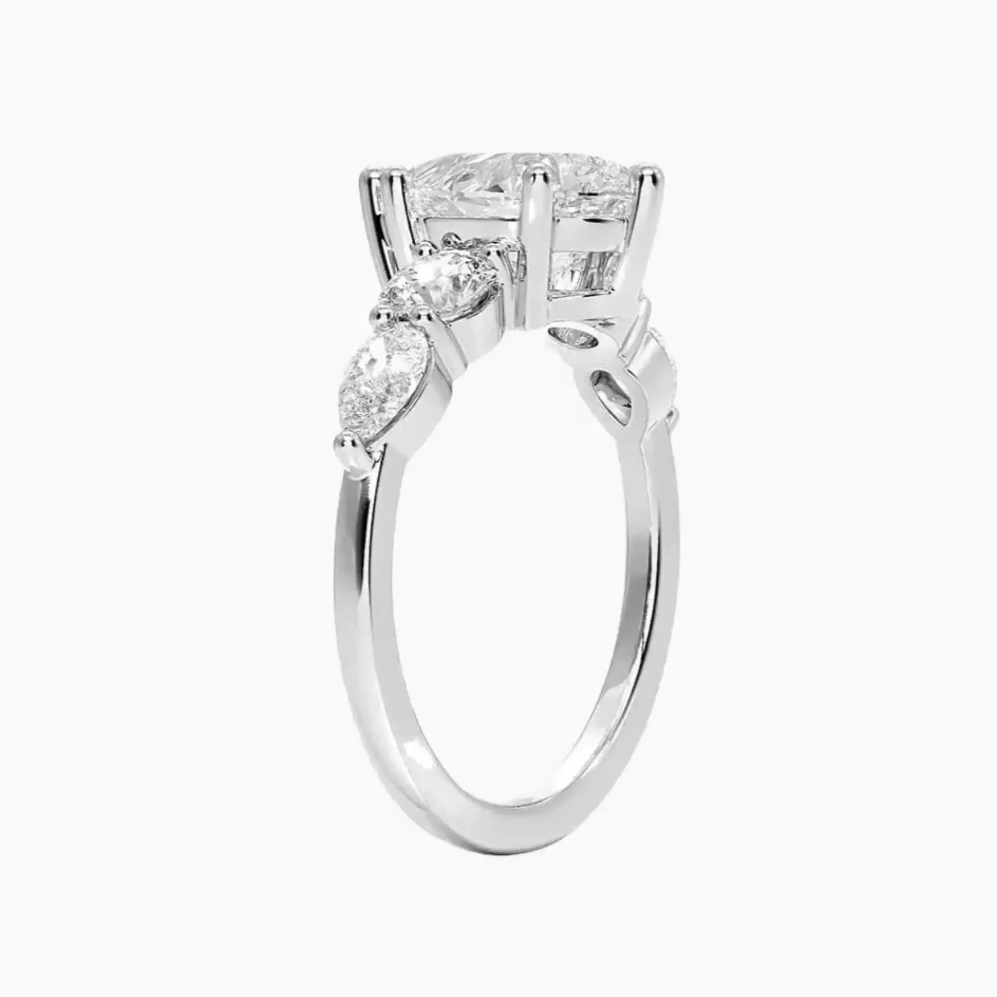 Daria Five Stone Pear Designer Diamond Ring Setting in 14K Yellow Gold