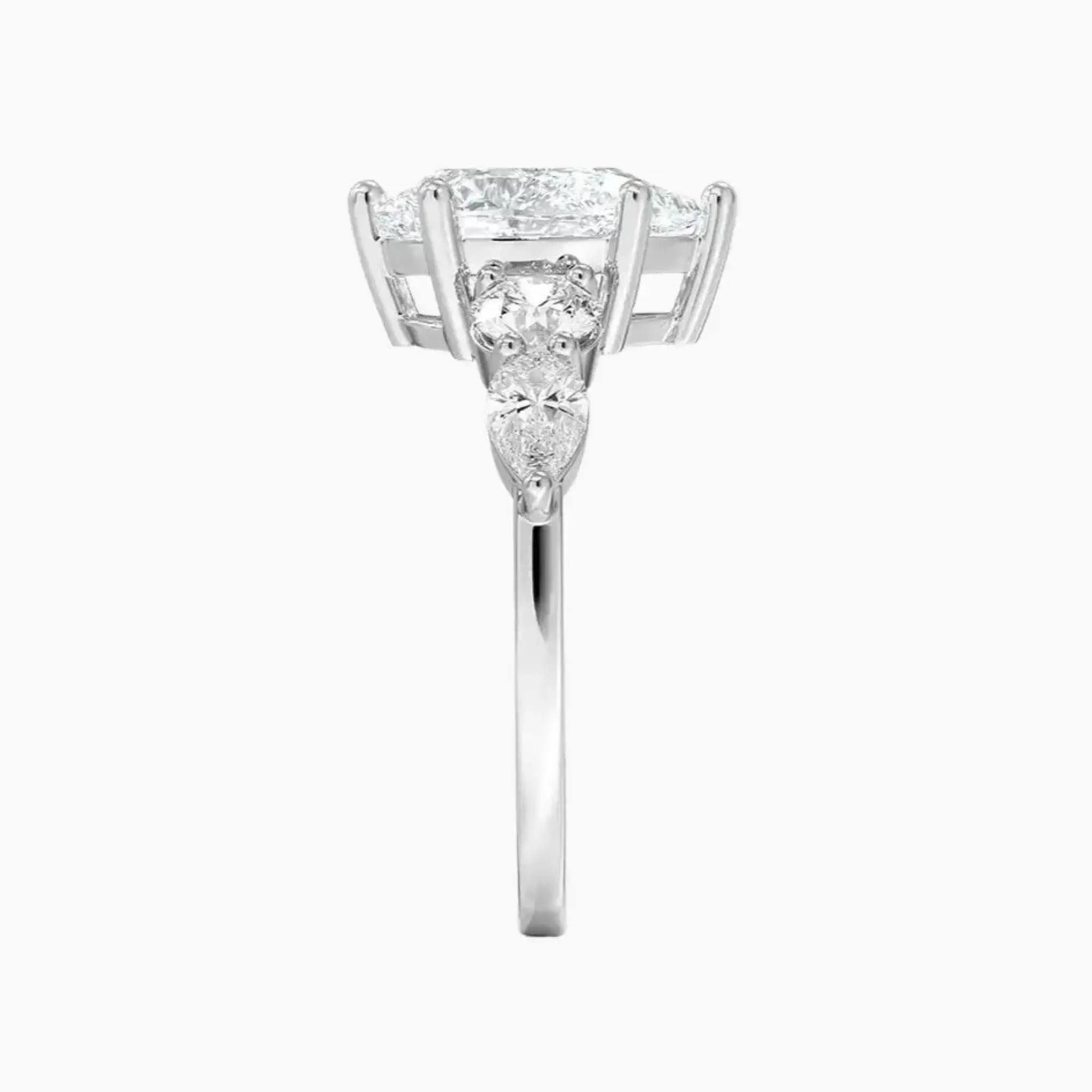 Daria Five Stone Pear Designer 2 Carat Lab Grown Diamond Engagement Ring in 14K White Gold