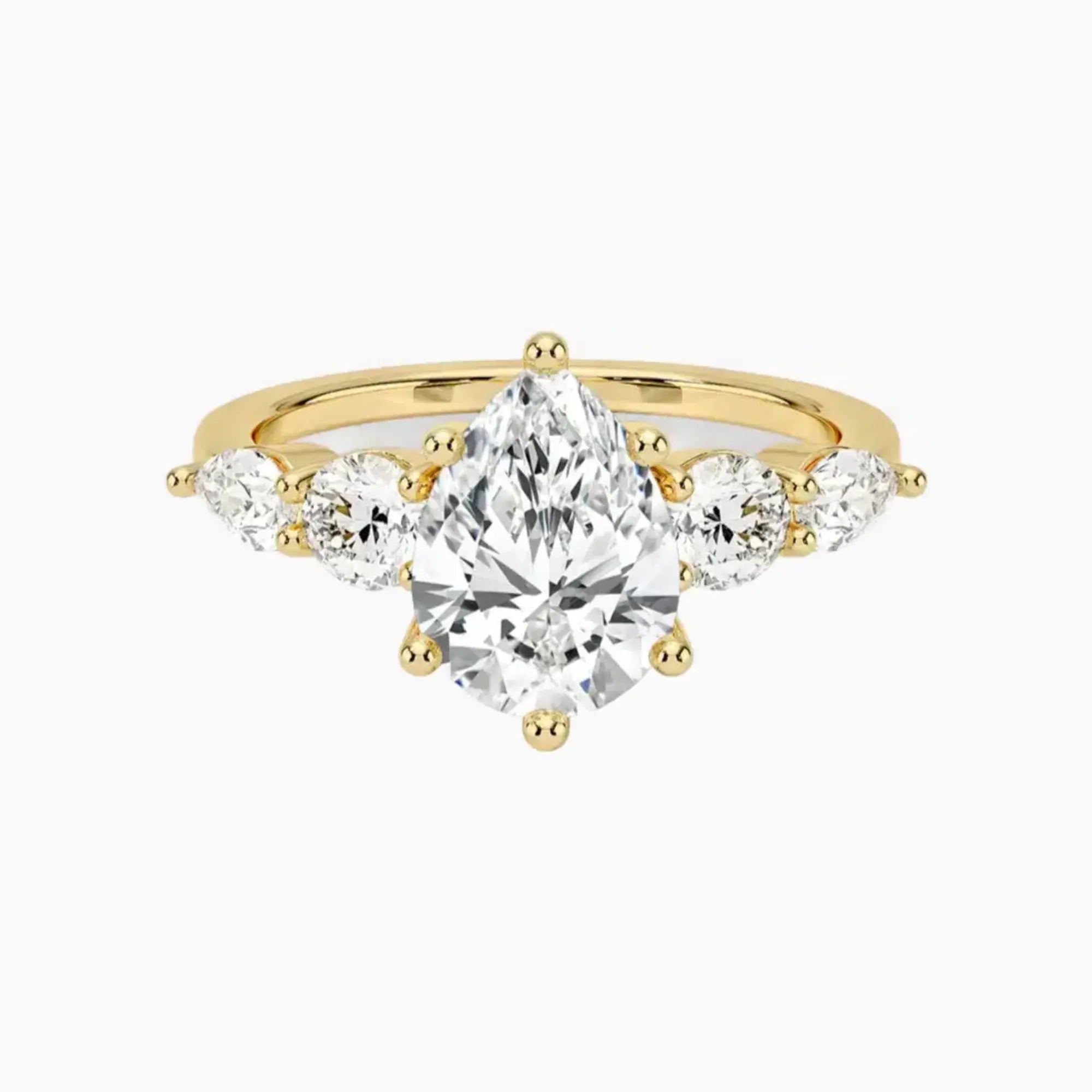 Daria Five Stone Pear Designer Diamond Ring Setting in 14K White Gold