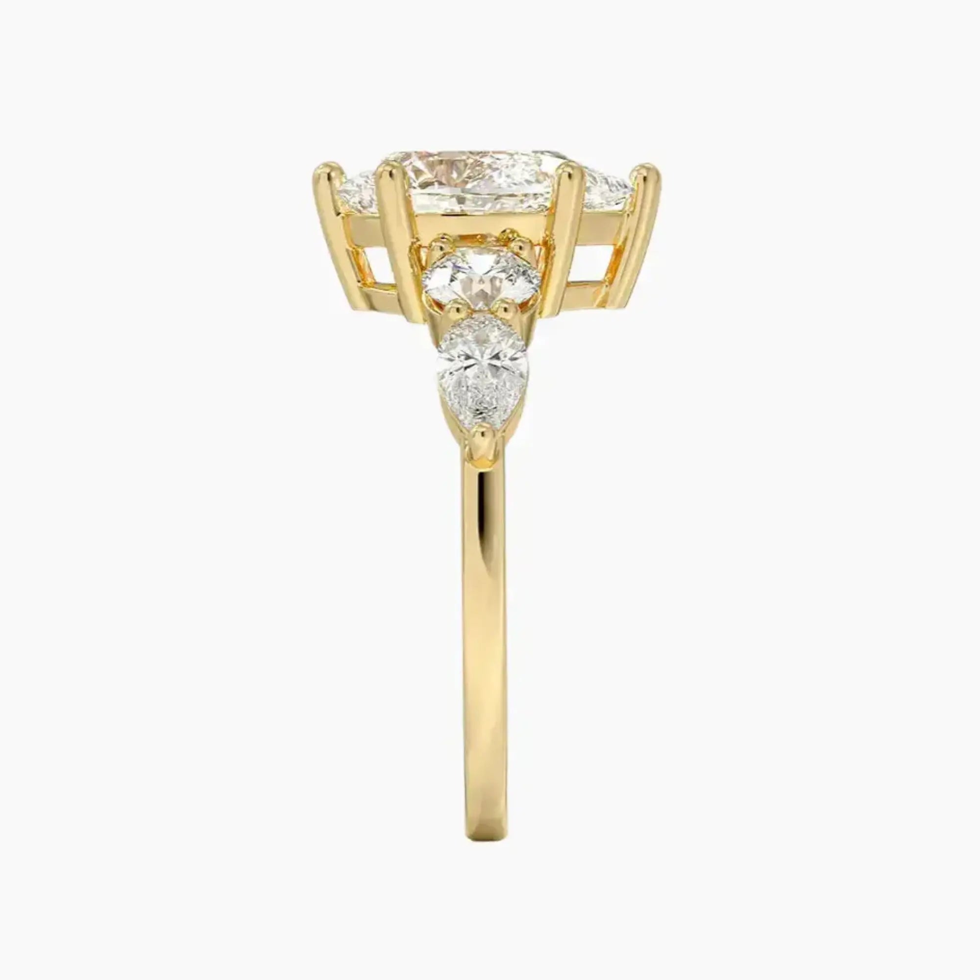 Daria Five Stone Pear Designer Diamond Ring Setting in 18K Yellow Gold