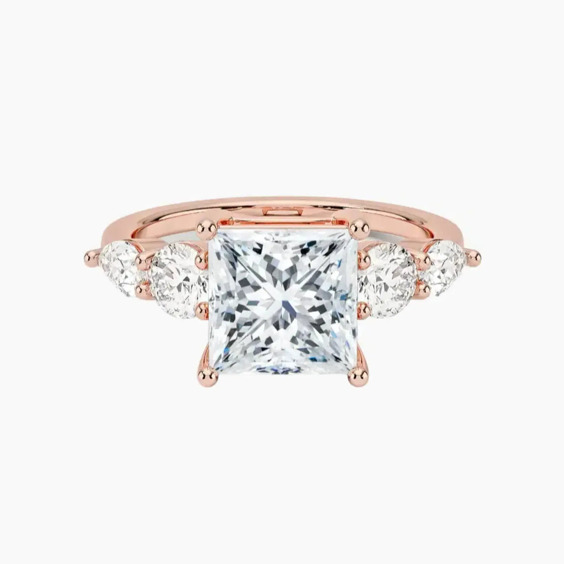 Daria Five Stone Princess Designer 1.5 Carat Lab Grown Diamond Engagement Ring in 18K Yellow Gold