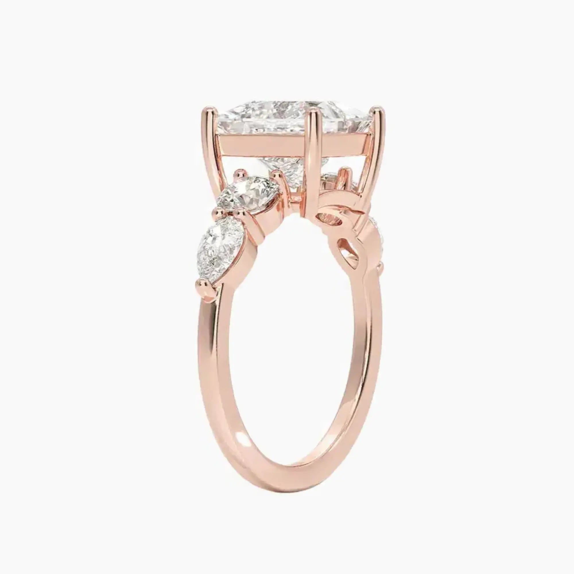 Daria Five Stone Princess Designer 2 Carat Lab Grown Diamond Engagement Ring in 14K White Gold