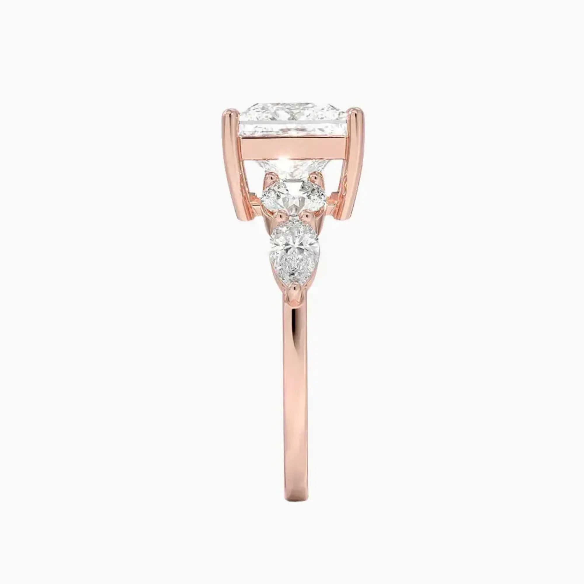 Daria Five Stone Princess Designer Diamond Ring Setting in 14K White Gold