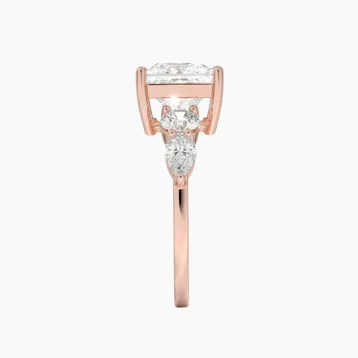 Daria Five Stone Princess Designer 2 Carat Lab Grown Diamond Engagement Ring in 14K White Gold