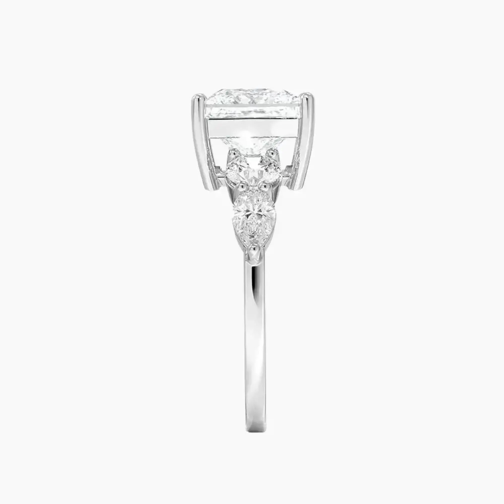 Daria Five Stone Princess Designer Diamond Ring Setting in 14K White Gold