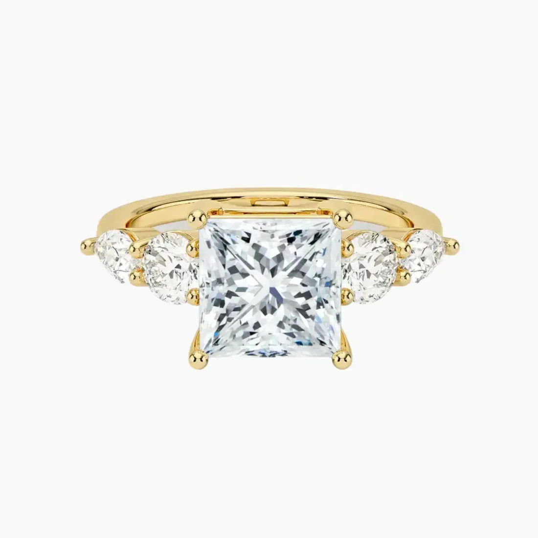 Daria Five Stone Princess Designer 1 Carat Lab Grown Diamond Engagement Ring in 14K White Gold