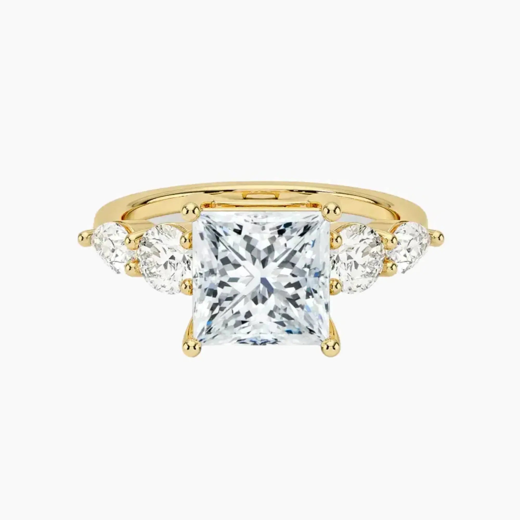 Daria Five Stone Princess Designer Diamond Ring Setting in 14K Yellow Gold