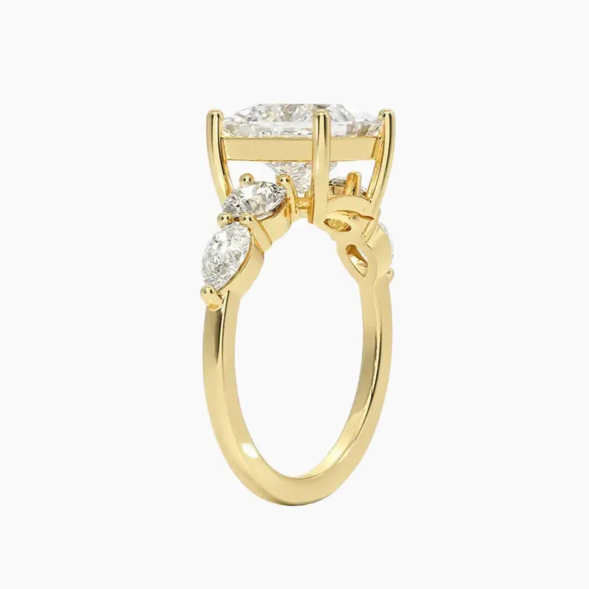 Daria Five Stone Princess Designer 3 Carat Lab Grown Diamond Engagement Ring in 14K White Gold