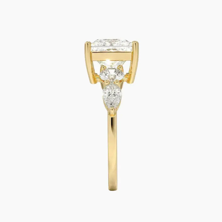 Daria Five Stone Princess Designer 2 Carat Lab Grown Diamond Engagement Ring in 18K Rose Gold