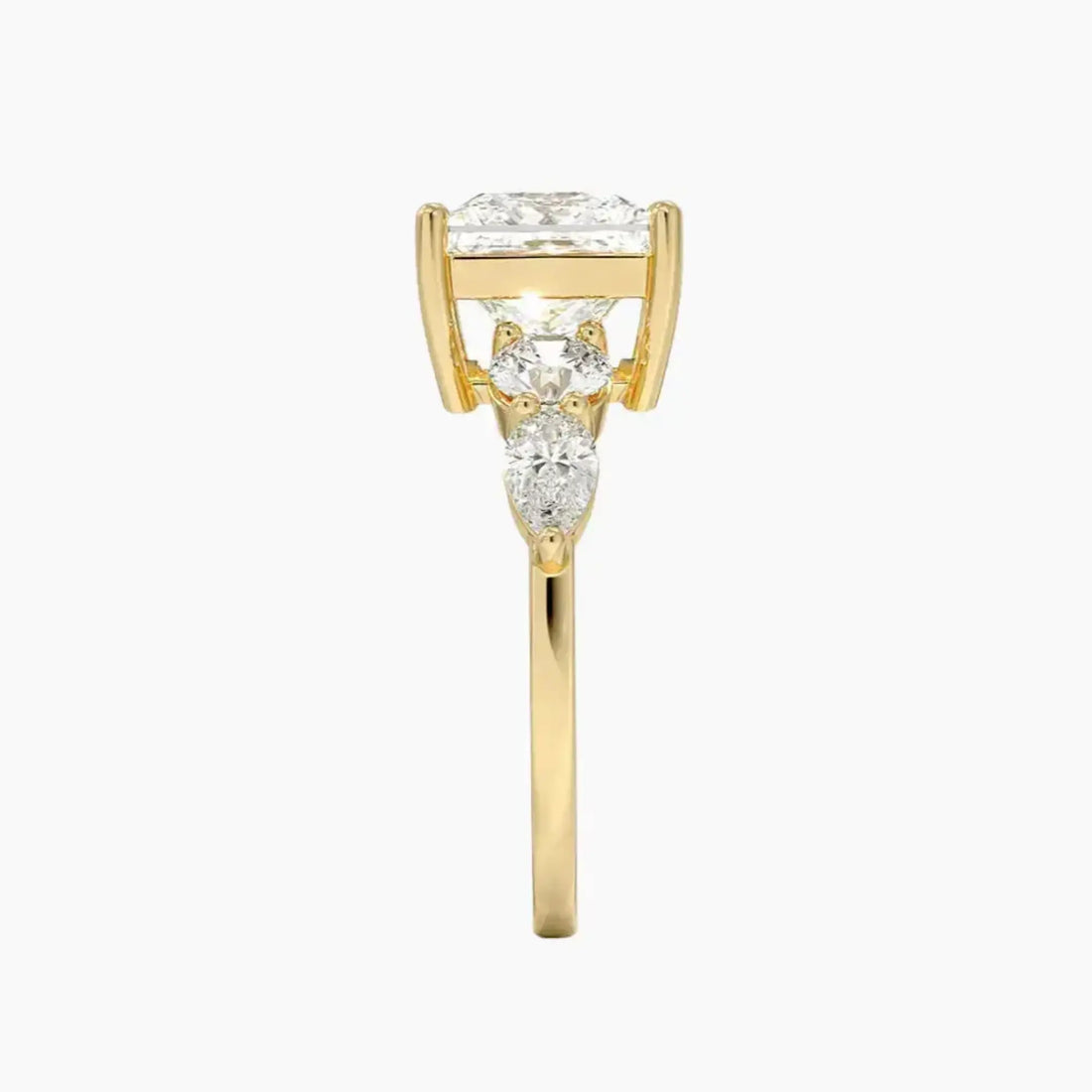 Daria Five Stone Princess Designer 2.5 Carat Lab Grown Diamond Engagement Ring in 18K White Gold