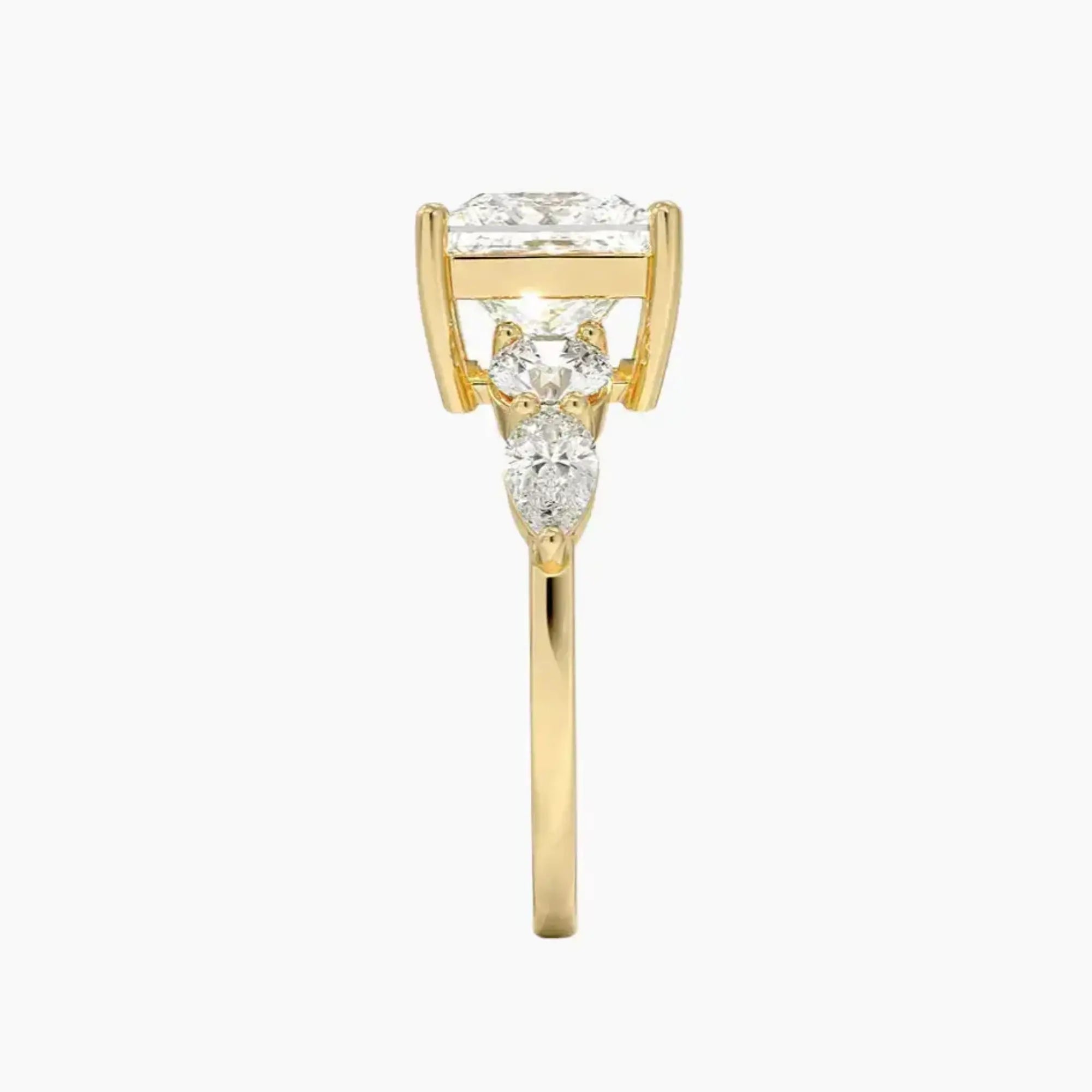 Daria Five Stone Princess Designer 2 Carat Lab Grown Diamond Engagement Ring in 14K Rose Gold