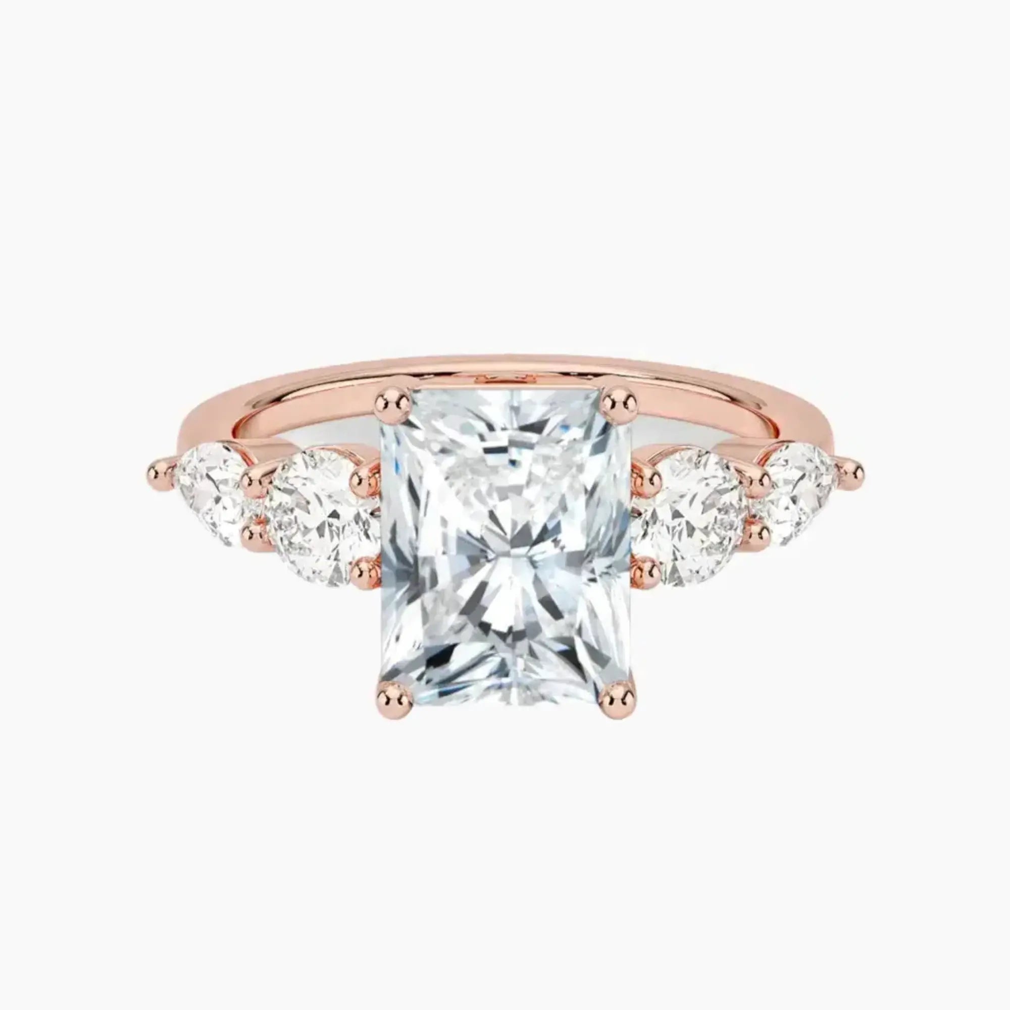 Daria Five Stone Radiant Designer 3 Carat Lab Grown Diamond Engagement Ring in 14K Yellow Gold