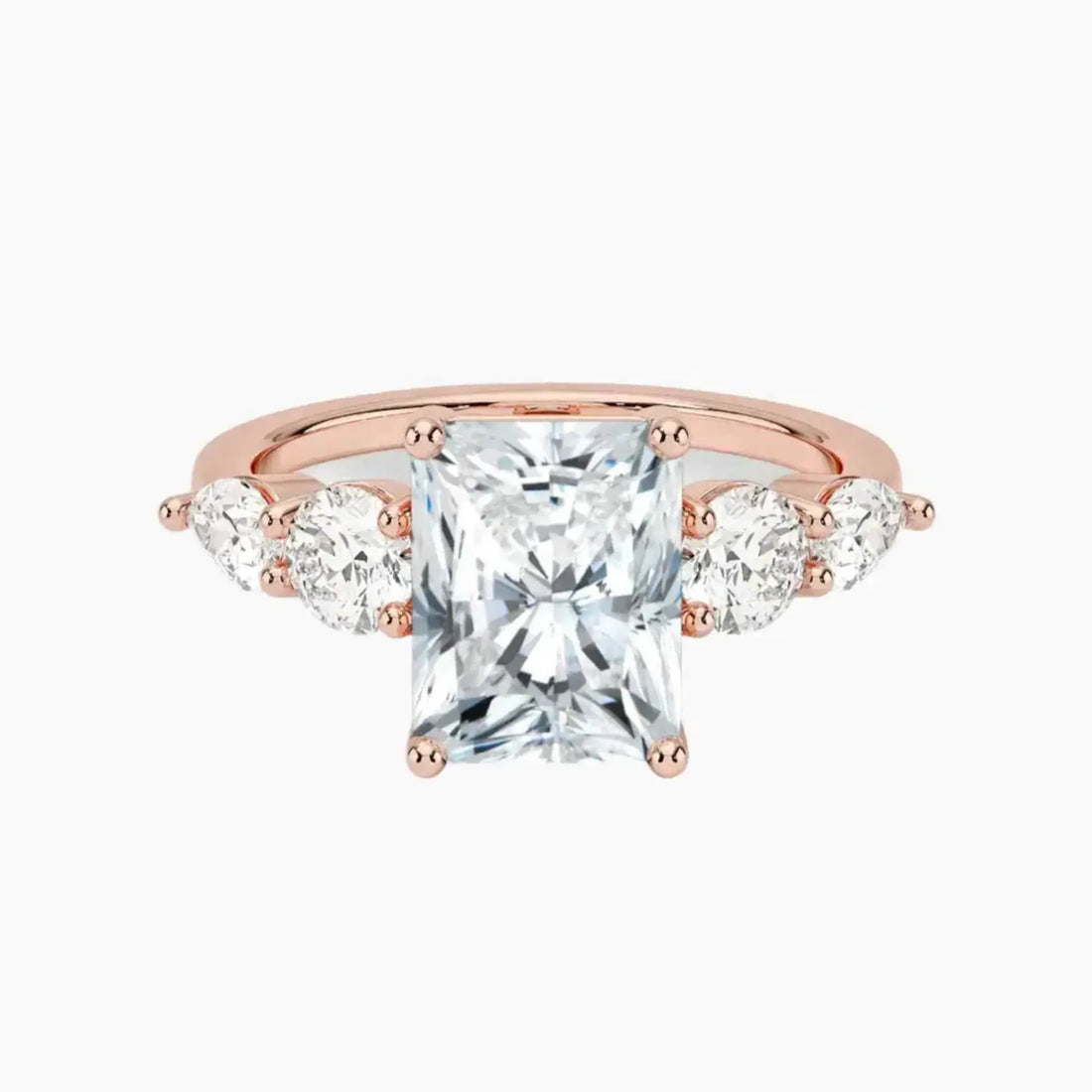 Daria Five Stone Radiant Designer 2.5 Carat Lab Grown Diamond Engagement Ring in 18K White Gold