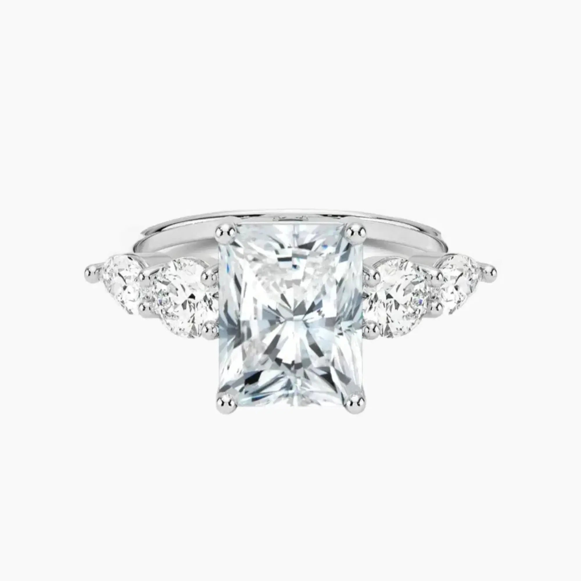Daria Five Stone Radiant Designer 1 Carat Lab Grown Diamond Engagement Ring in 18K White Gold