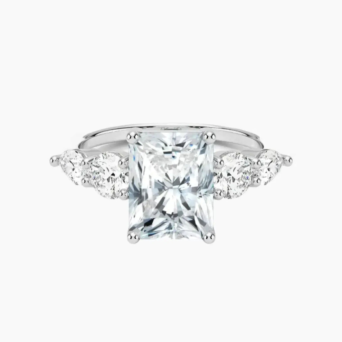 Daria Five Stone Radiant Designer 2 Carat Lab Grown Diamond Engagement Ring in 18K Rose Gold
