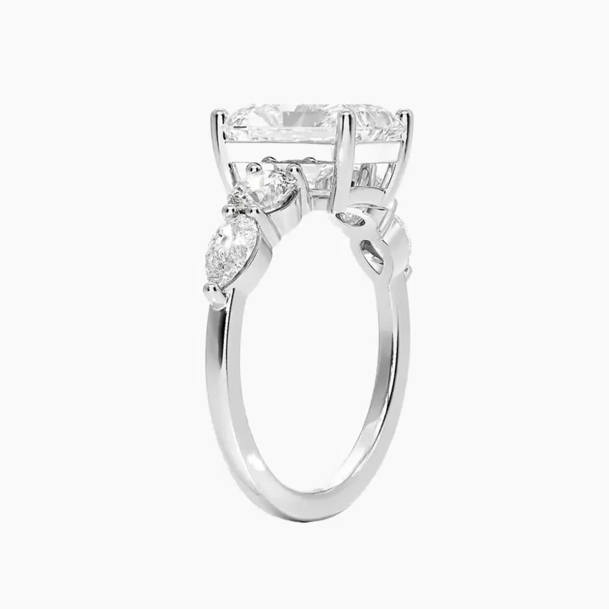 Daria Five Stone Radiant Designer 1 Carat Lab Grown Diamond Engagement Ring in 14K White Gold
