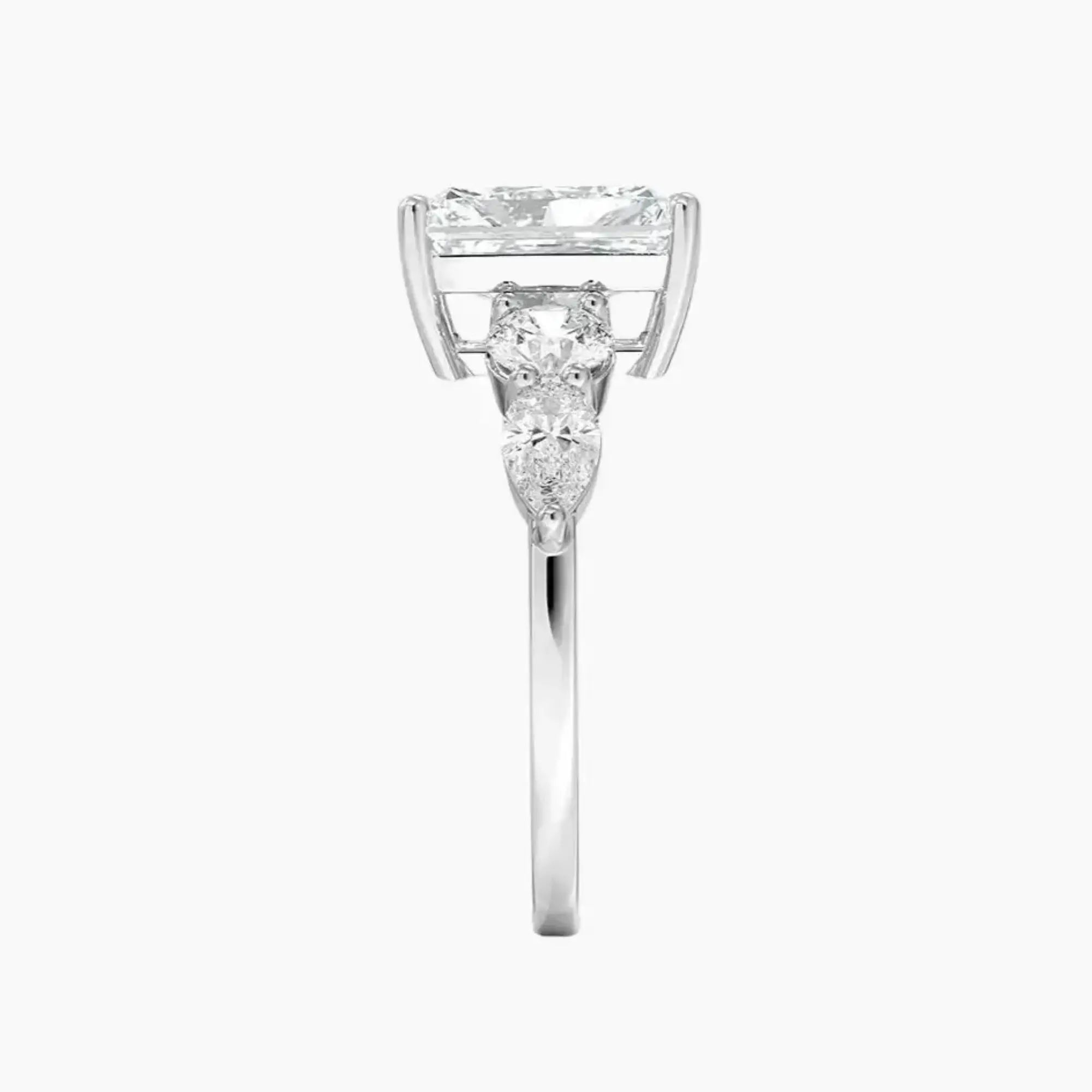 Daria Five Stone Radiant Designer 2.5 Carat Lab Grown Diamond Engagement Ring in 18K White Gold