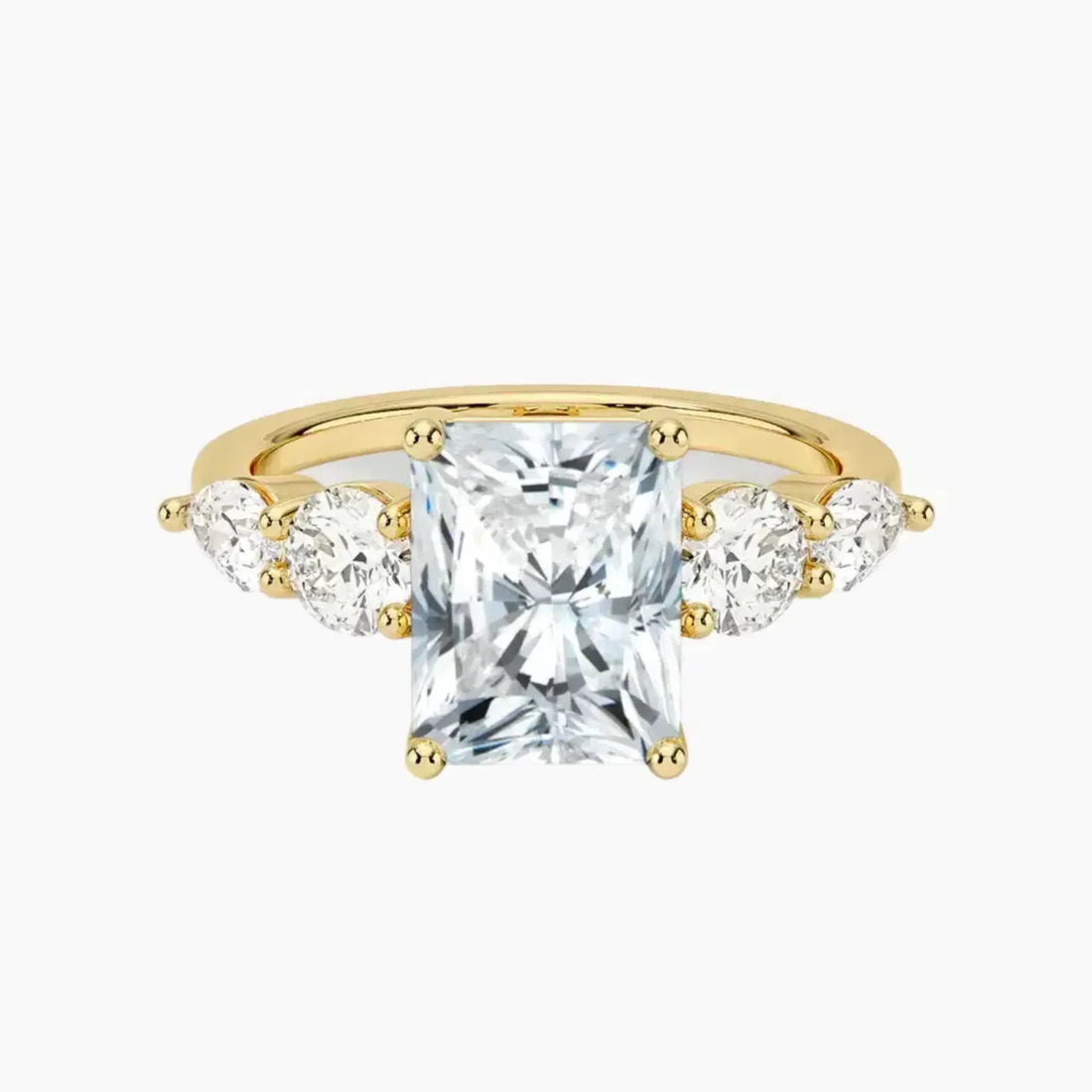 Daria Five Stone Radiant Designer 2.5 Carat Lab Grown Diamond Engagement Ring in 14K White Gold