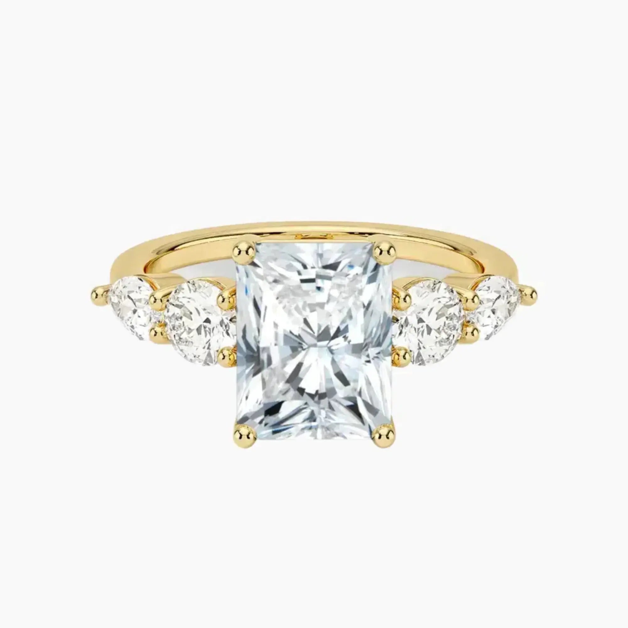 Daria Five Stone Radiant Designer 1.5 Carat Lab Grown Diamond Engagement Ring in 14K White Gold