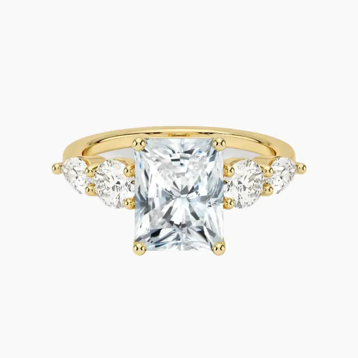 Daria Five Stone Radiant Designer 1 Carat Lab Grown Diamond Engagement Ring in 18K Yellow Gold