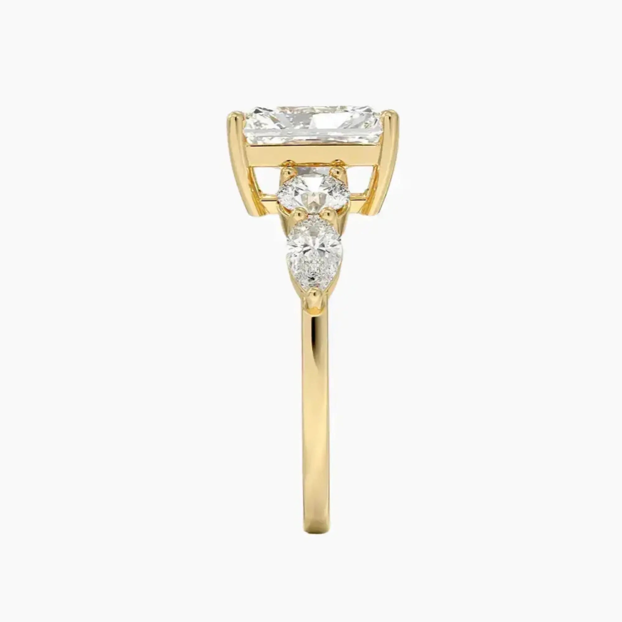 Daria Five Stone Radiant Designer 1.5 Carat Lab Grown Diamond Engagement Ring in 18K Rose Gold