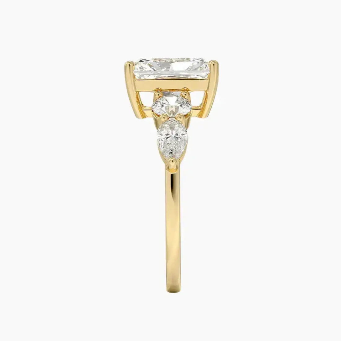 Daria Five Stone Radiant Designer 3 Carat Lab Grown Diamond Engagement Ring in 18K White Gold