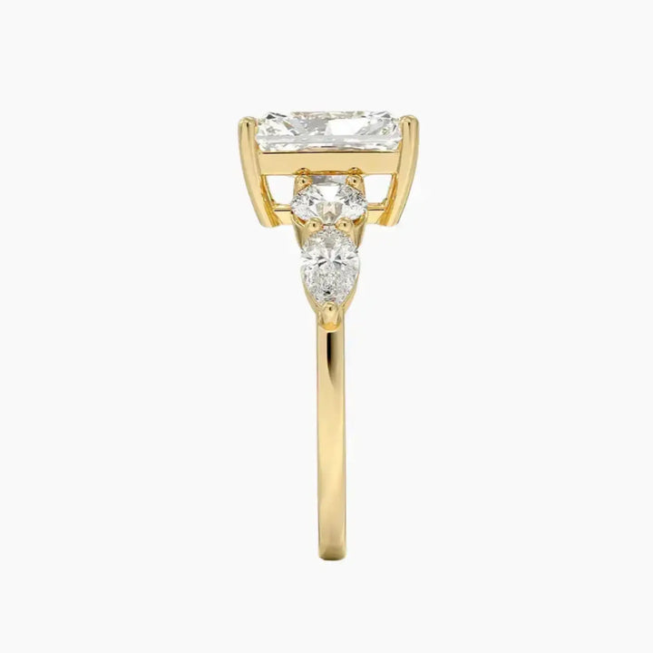 Daria Five Stone Radiant Designer 2 Carat Lab Grown Diamond Engagement Ring in 14K Rose Gold