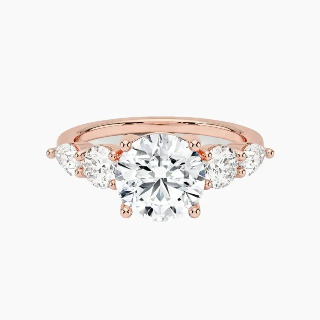 Daria Five Stone Round Designer 3 Carat Lab Grown Diamond Engagement Ring in 18K White Gold