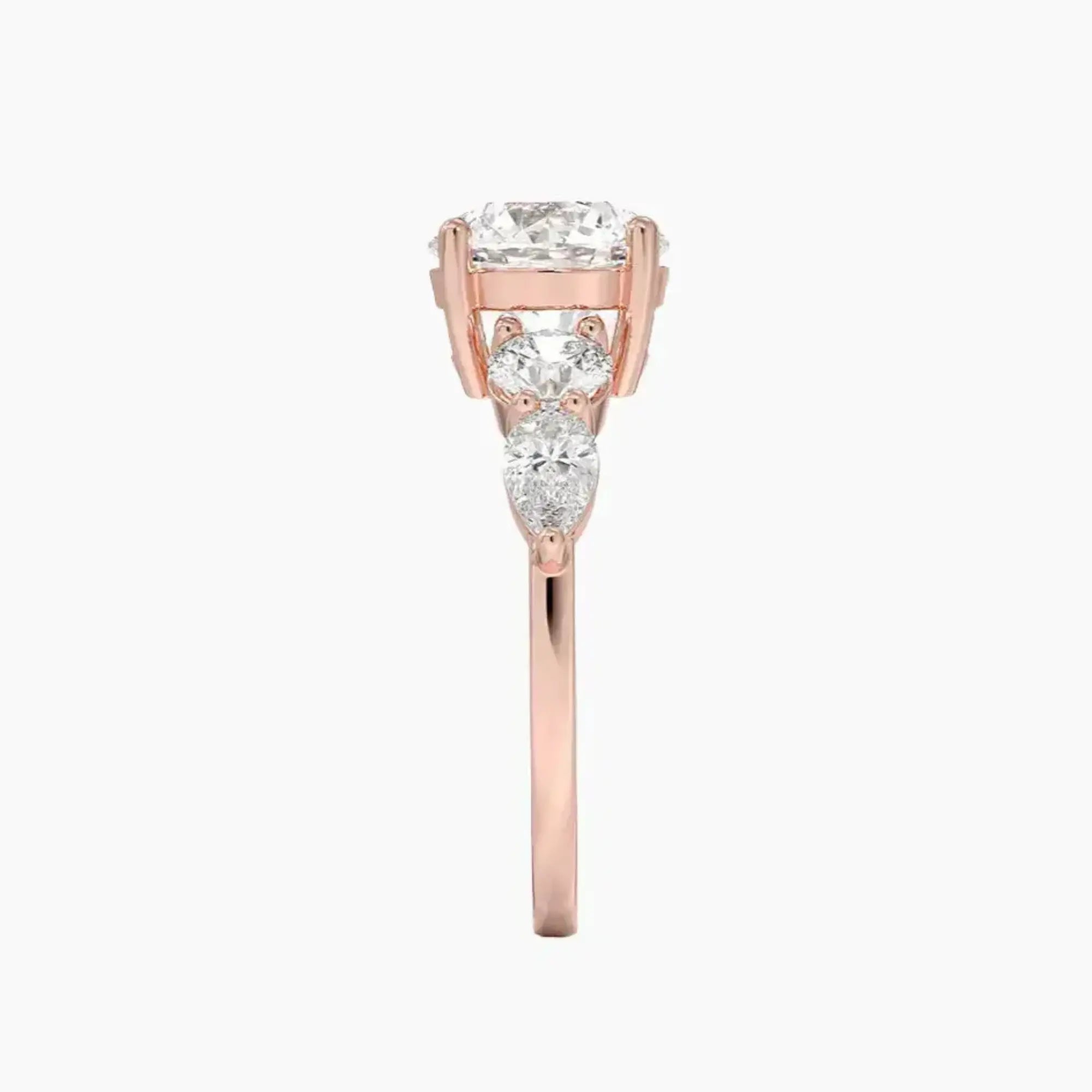 Daria Five Stone Round Designer Diamond Ring Setting in 14K White Gold
