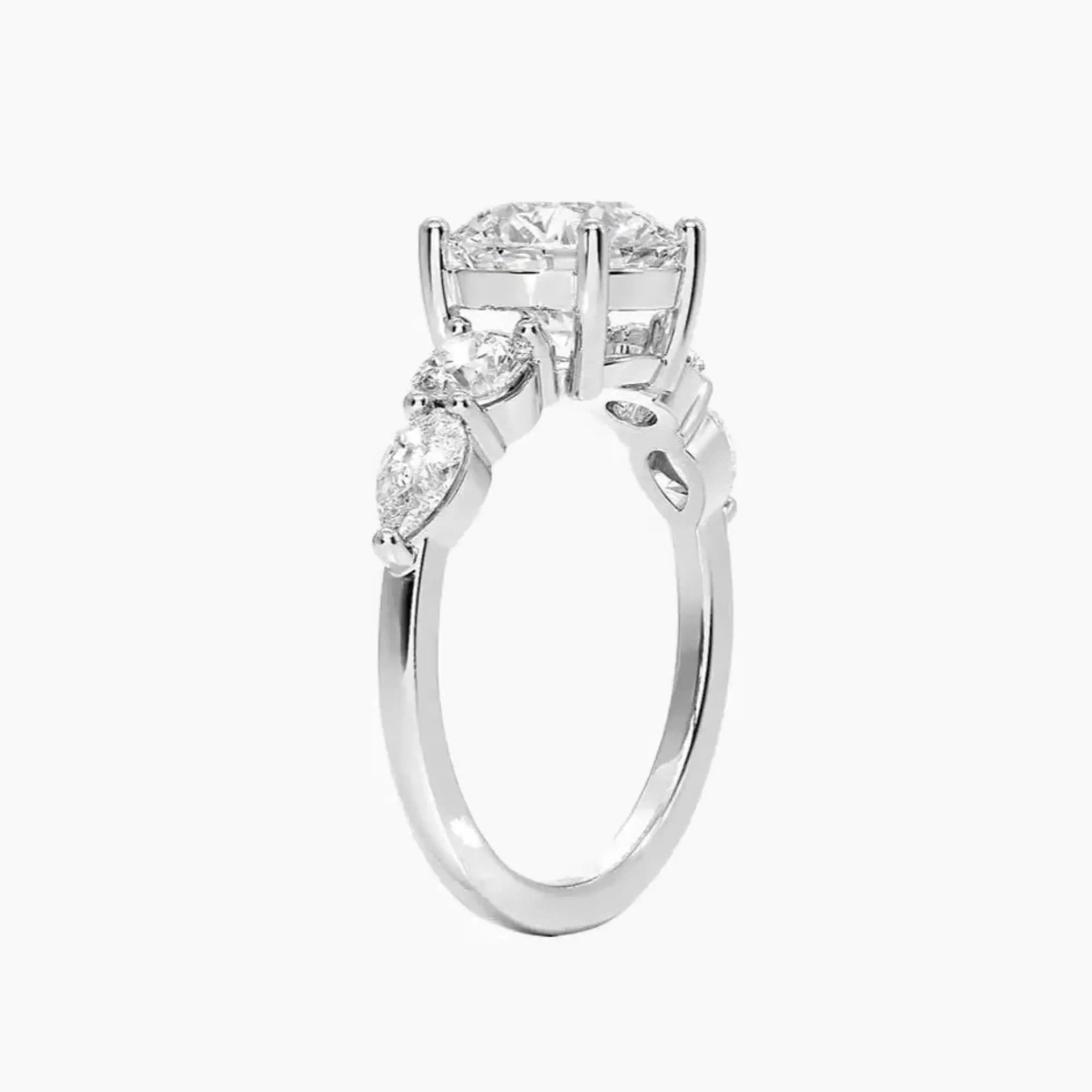 Daria Five Stone Round Designer 2.5 Carat Lab Grown Diamond Engagement Ring in 18K Rose Gold