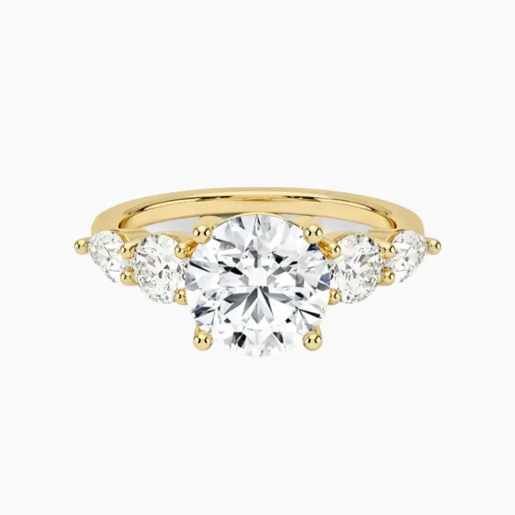 Daria Five Stone Round Designer 2 Carat Lab Grown Diamond Engagement Ring in 14K White Gold