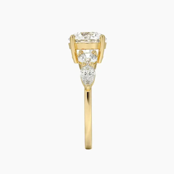 Daria Five Stone Round Designer 1.5 Carat Lab Grown Diamond Engagement Ring in 18K Rose Gold