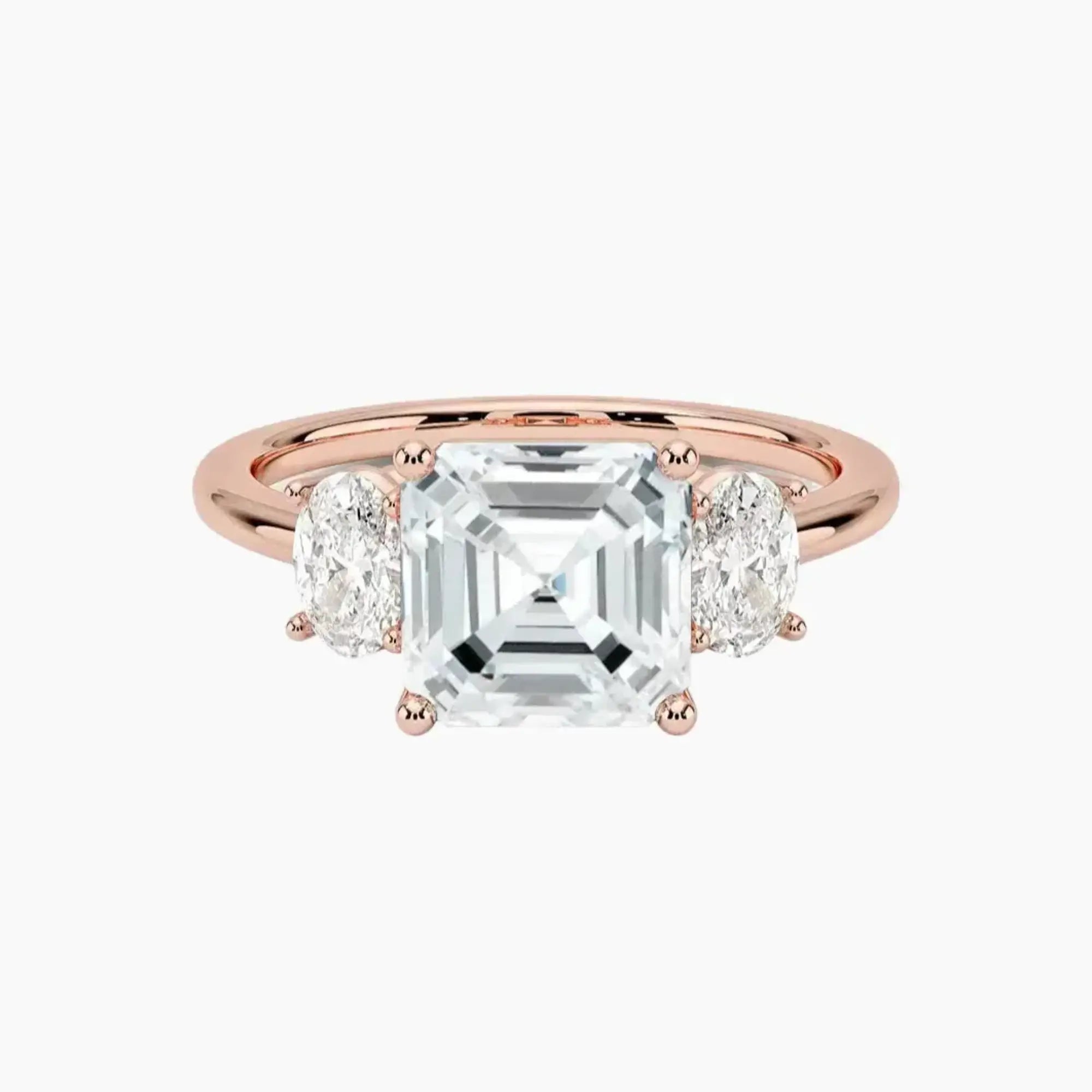 Liora Asscher Three Stone Diamond Ring Setting in 14K White Gold