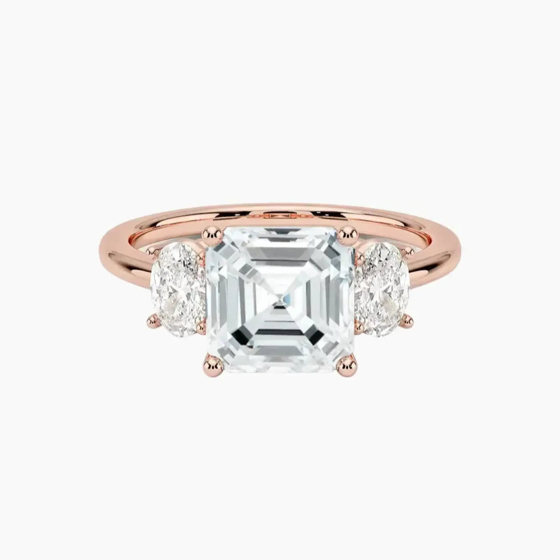 Liora Asscher Three Stone Diamond Ring Setting in 18K Yellow Gold