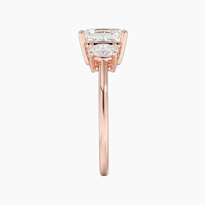 Liora Asscher Three Stone 1 Carat Lab Grown Diamond Engagement Ring in 14K White Gold